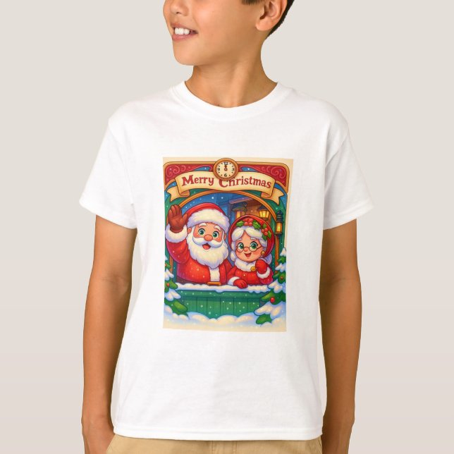 Camiseta Infantil Mamãe e Papai Noel (Frente)