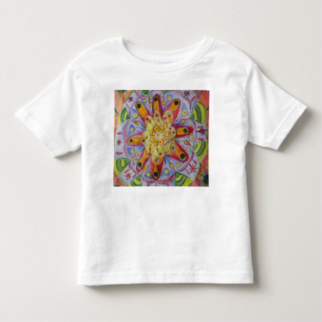 Camiseta Infantil Mandala Flower Draing Toddler Fine Jersey T-Shirt (Frente)