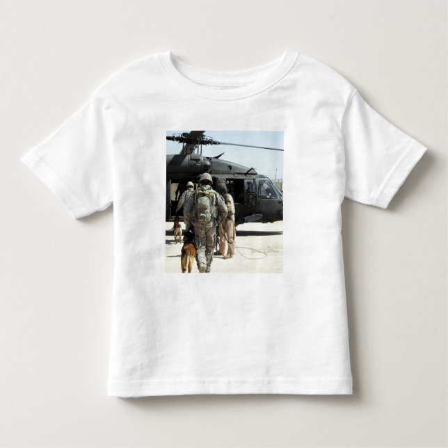 Camiseta Infantil Manipuladores militares de cão que trabalham no co (Frente)