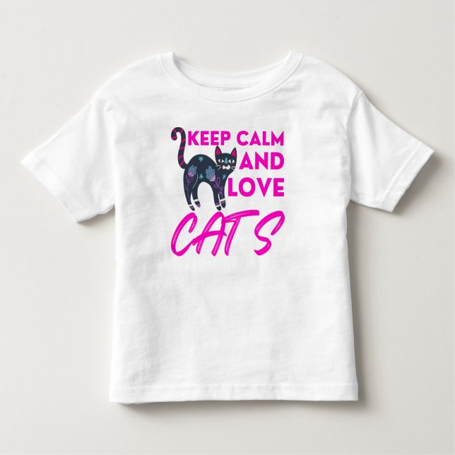 Camiseta Infantil Mantenha Calma E Ame Os Gatos De Natal (Frente)