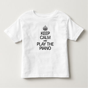 CAMISETA INFANTIL MANTENHA CALMA E TOQUE O PIANO
