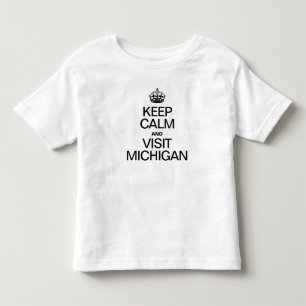 CAMISETA INFANTIL MANTENHA CALMO E VISITA MICHIGAN