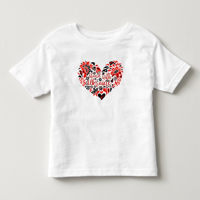 Camiseta Infantil Mantenha-se firme com a Ucrânia, com as letras e o (Frente)