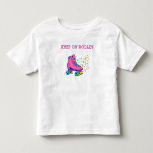 Camiseta Infantil Manter-se a Rolar Patins de Roda Retro 70s Vintage