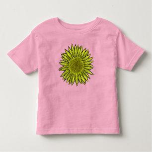 Camiseta Infantil Mão De Girassol Amarelo Amarelo Floral Desenhada