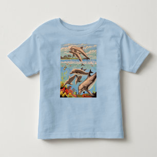 Camiseta Infantil Mão Pintada Por Número   Golfinhos Reproduzíveis  