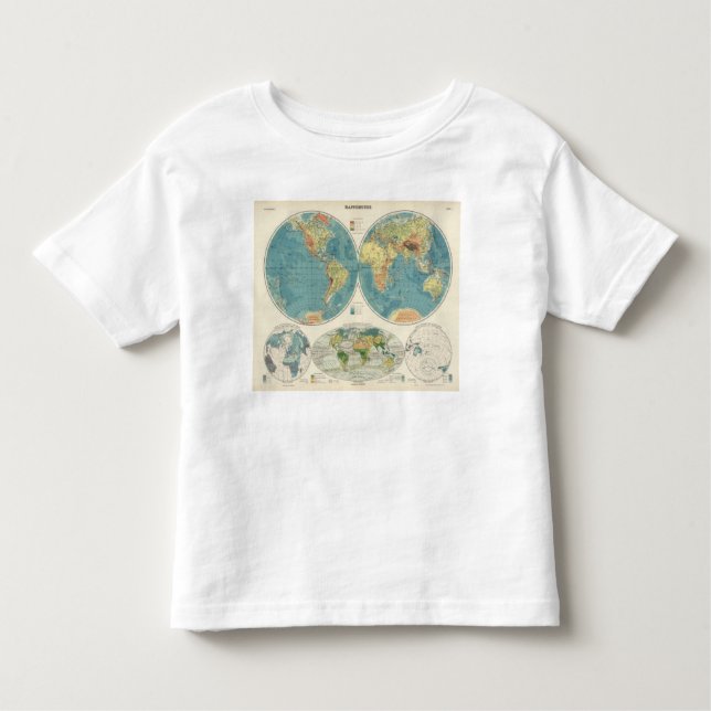 Camiseta Infantil Mapa 2 do atlas de mundo (Frente)