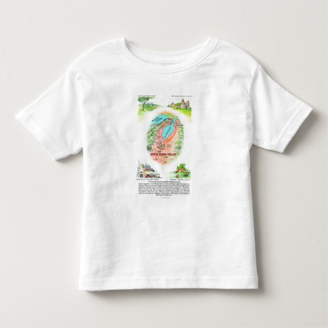 Camiseta Infantil Mapa aéreo de Santa Clara County com locais (Frente)