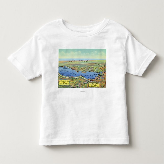 Camiseta Infantil Mapa aéreo do lago e de cidades circunvizinhas (Frente)