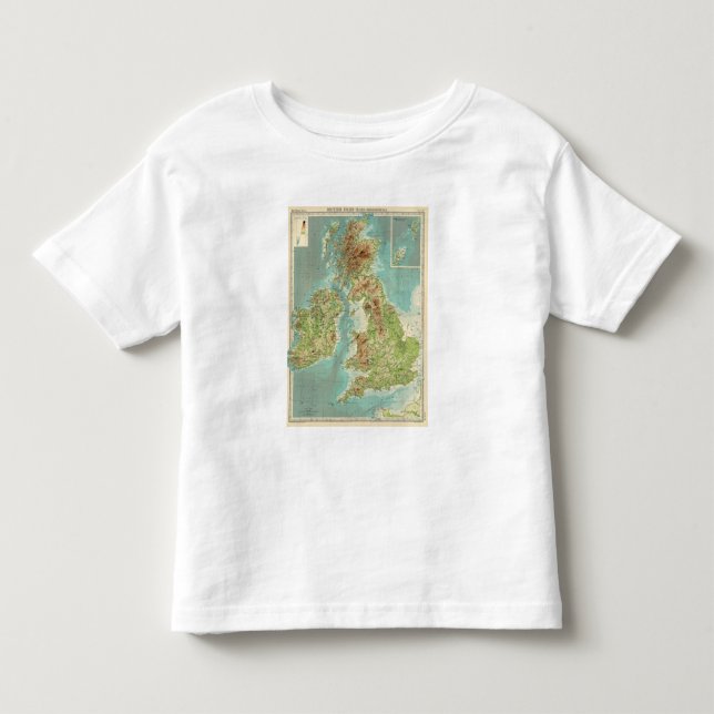 Camiseta Infantil Mapa bathyorographical das ilhas britânicas (Frente)