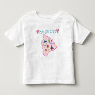 Camiseta Infantil Mapa da Grande Ilha do Havaí Ilustração Fofa em Pa