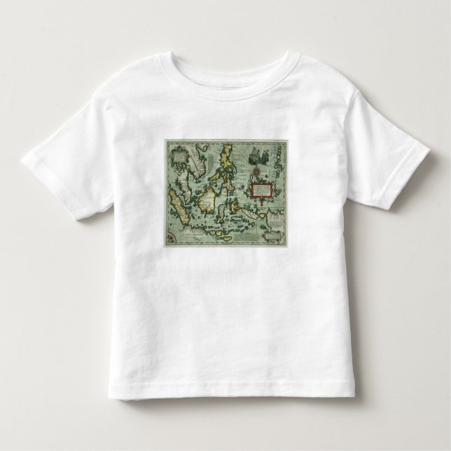 Camiseta Infantil Mapa das Índias do leste, bar. 1635 em Amsterdão (Frente)
