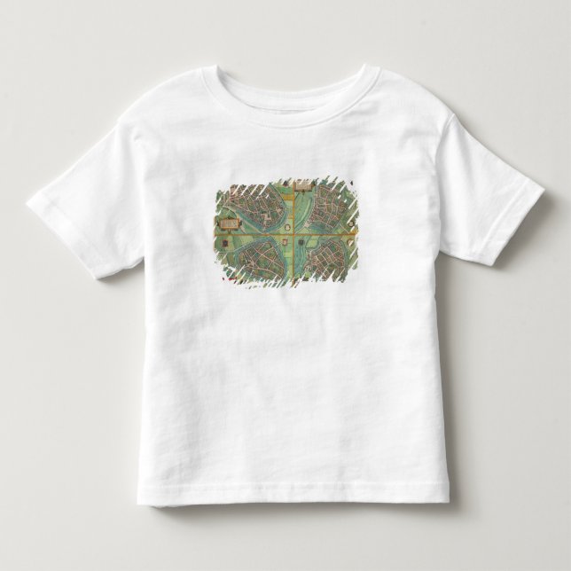 Camiseta Infantil Mapa de Arnhem, de Velmo, de Gelre, e de Ruerm, (Frente)