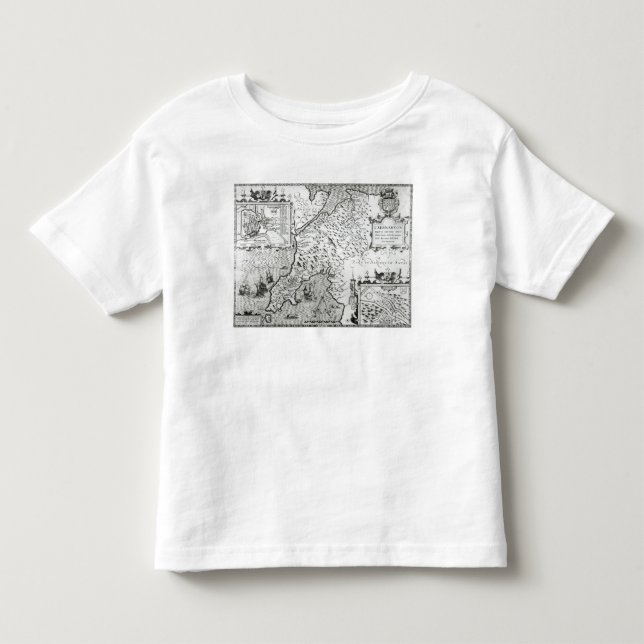 Camiseta Infantil Mapa de Caernarvon, 1616 (Frente)