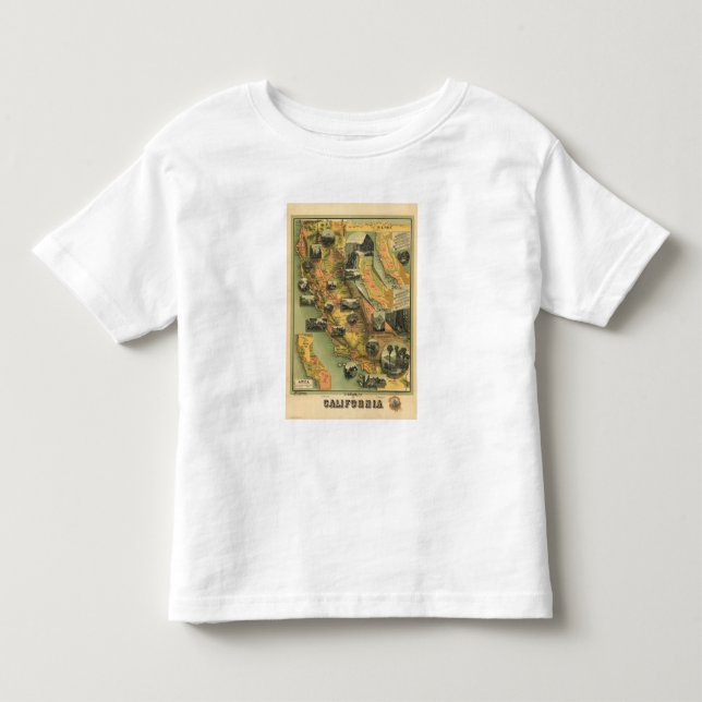 Camiseta Infantil Mapa de Califórnia (Frente)