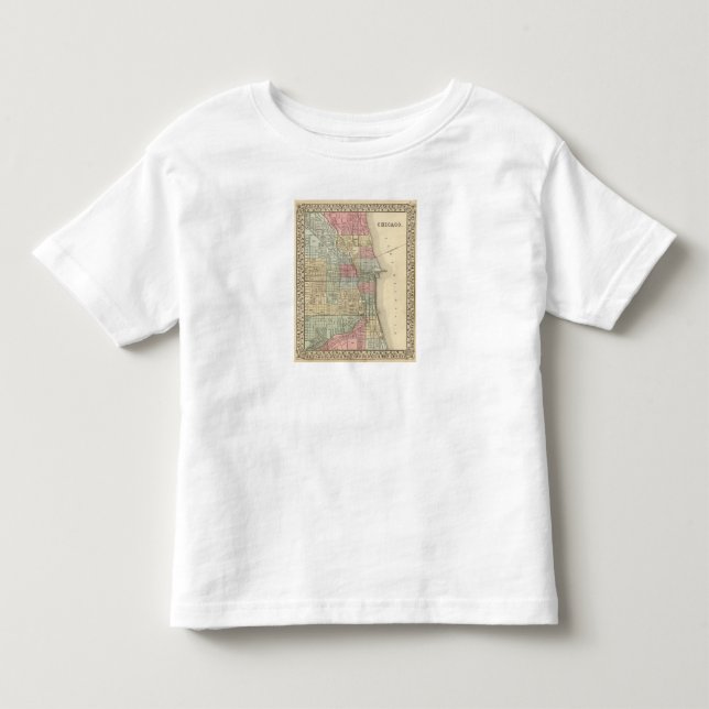 Camiseta Infantil Mapa de Chicago por Mitchell (Frente)