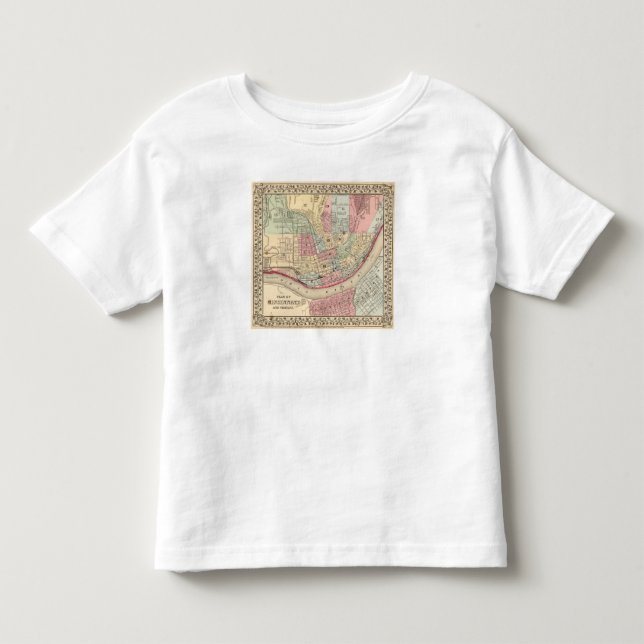 Camiseta Infantil Mapa de Cincinnati por Mitchell (Frente)