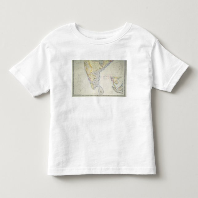 Camiseta Infantil Mapa de India do sul britânico, 1872 (Frente)