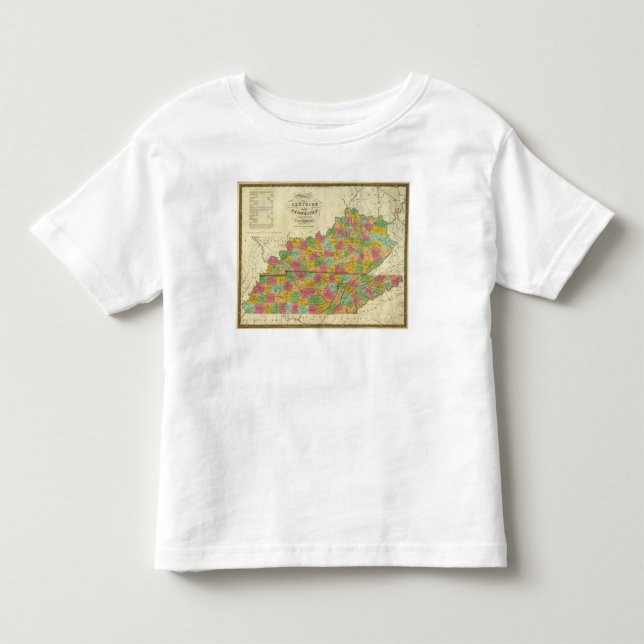 Camiseta Infantil Mapa de Kentucky e de Tennessee (Frente)
