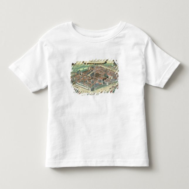 Camiseta Infantil Mapa de Leipzig, de "Civitates Orbis Terrarum" (Frente)
