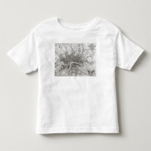 Camiseta Infantil Mapa de Londres moderna e de seus arrabaldes, 1854