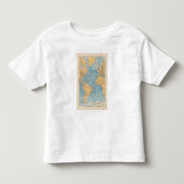 Camiseta Infantil Mapa de Oceano Atlântico (Frente)