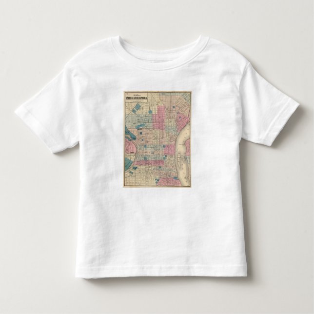 Camiseta Infantil Mapa de Philadelphfia, Pensilvânia (Frente)