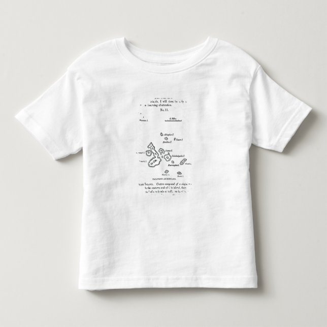 Camiseta Infantil Mapa do arquipélago de Galápagos, 1844 (Frente)