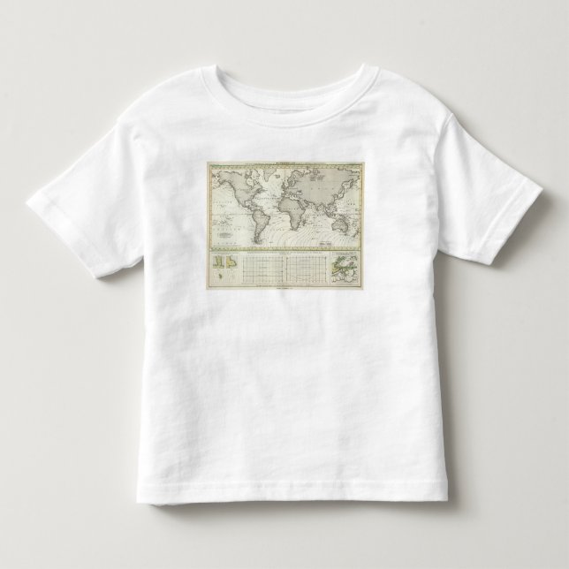 Camiseta Infantil mapa do atlas da Maré-onda (Frente)