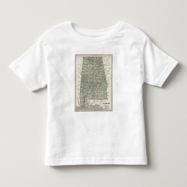 Camiseta Infantil Mapa do atlas de Alabama (Frente)