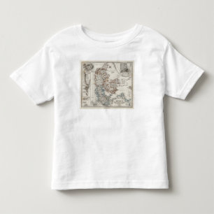 Camiseta Infantil Mapa do atlas de Dinamarca com os 5 mapas inserir