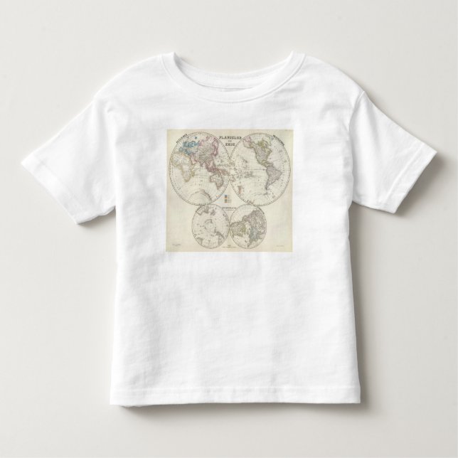 Camiseta Infantil Mapa do atlas de Erde do der de Planiglob (Frente)
