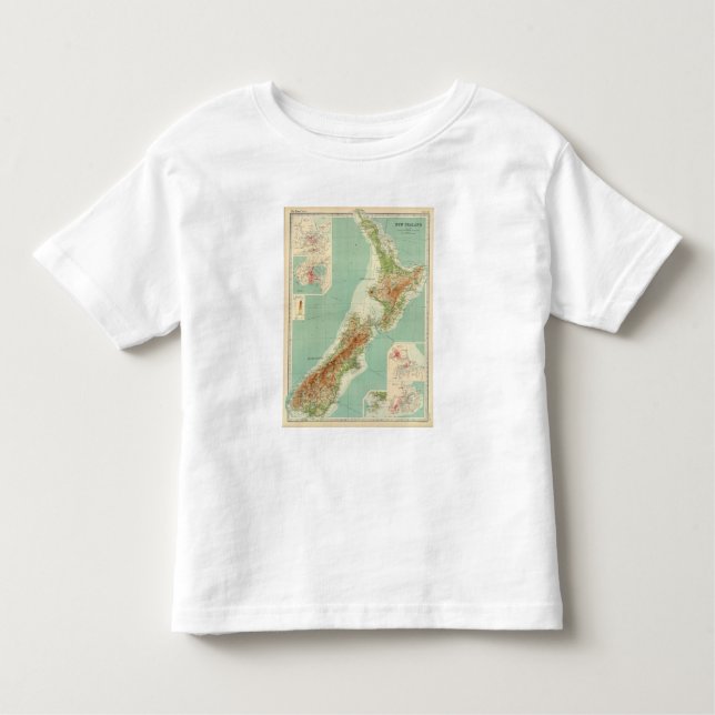 Camiseta Infantil Mapa do atlas de Nova Zelândia (Frente)