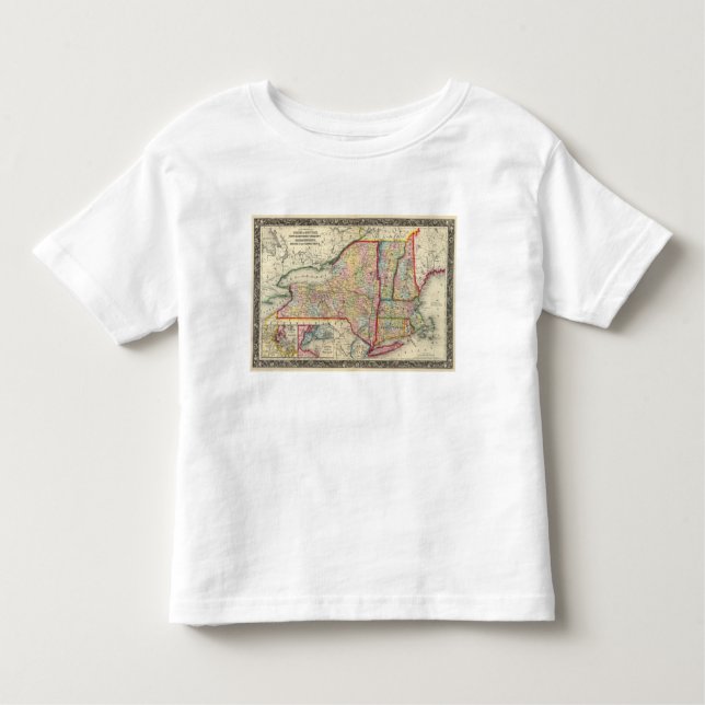 Camiseta Infantil Mapa do condado dos estados de New York (Frente)