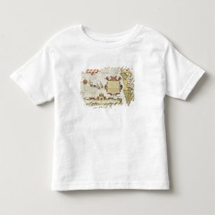 Camiseta Infantil Mapa do litoral da África Ocidental, 1596 (mão