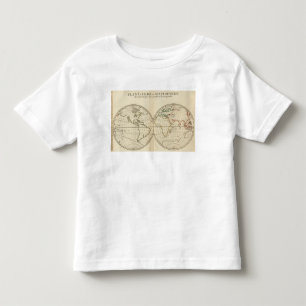 Camiseta Infantil Mapa do mundo com latitude e Longititude