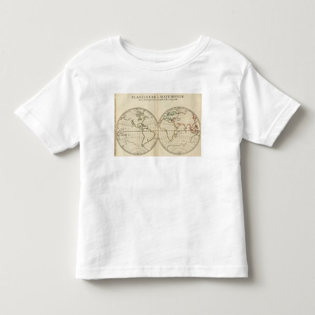 Camiseta Infantil Mapa do mundo com latitude e Longititude (Frente)