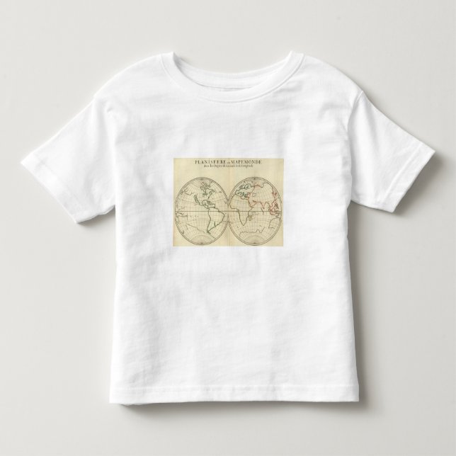 Camiseta Infantil Mapa do mundo com latitude e Longititude (Frente)