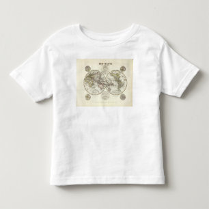 Camiseta Infantil Mapa do mundo dobro do hemisfério