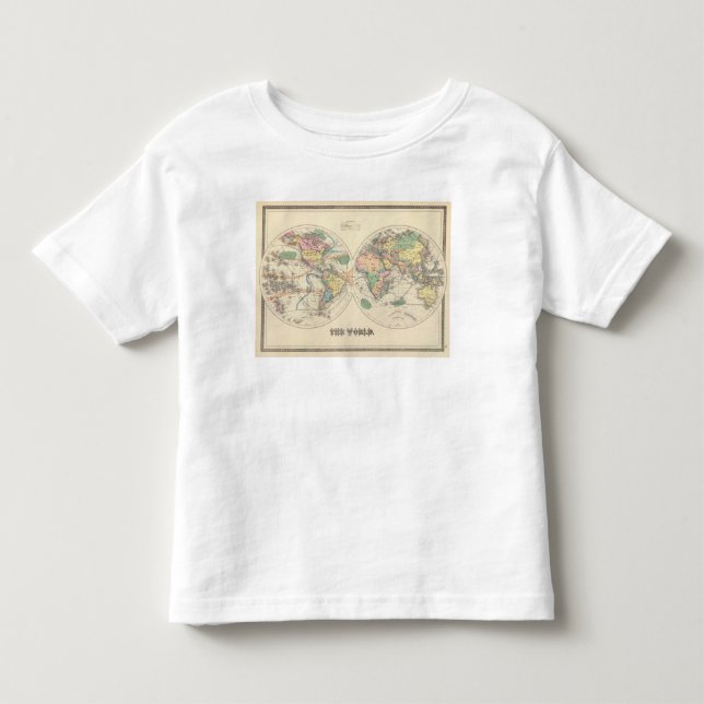 Camiseta Infantil Mapa do mundo litografado (Frente)