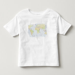 Camiseta Infantil Mapa do mundo que mostra locais da atividade