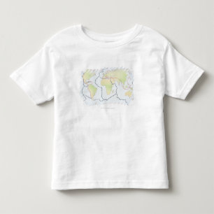 Camiseta Infantil Mapa do mundo que mostra margens da placa