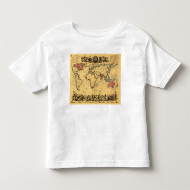 Camiseta Infantil Mapa do mundo que mostra o mapa britânico de (Frente)