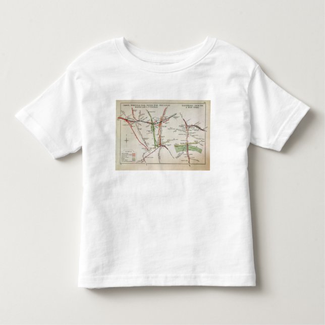 Camiseta Infantil Mapa do transporte de Londres, c.1915 (Frente)