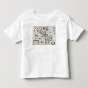 Camiseta Infantil Mapa dos Americas, 1631 (gravura colorida)
