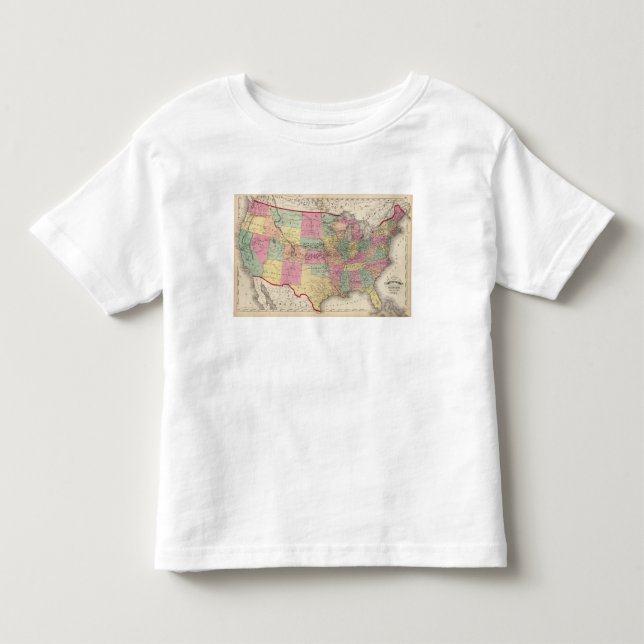 Camiseta Infantil Mapa dos Estados Unidos e dos territórios (Frente)