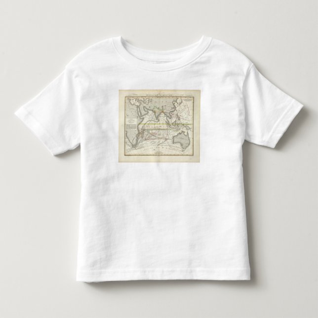 Camiseta Infantil Mapa físico de mares indianos (Frente)
