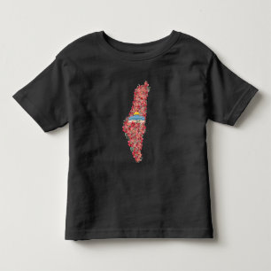 Camiseta Infantil Mapa Floral da Palestina Domo de Rock al quads Gif