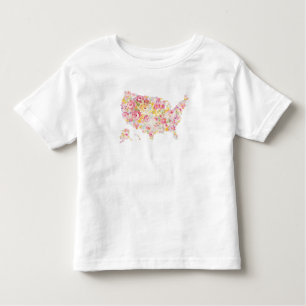 Camiseta Infantil Mapa floral dos EUA