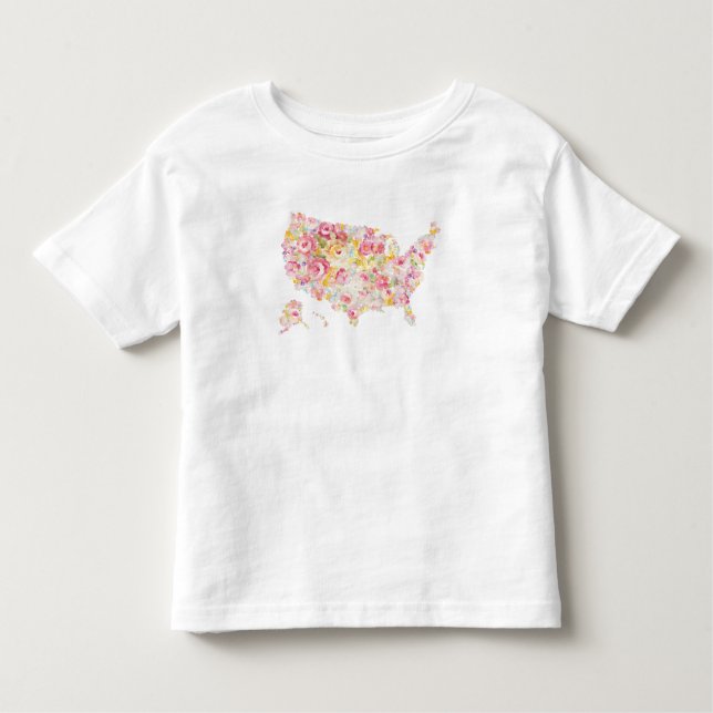 Camiseta Infantil Mapa floral dos EUA (Frente)